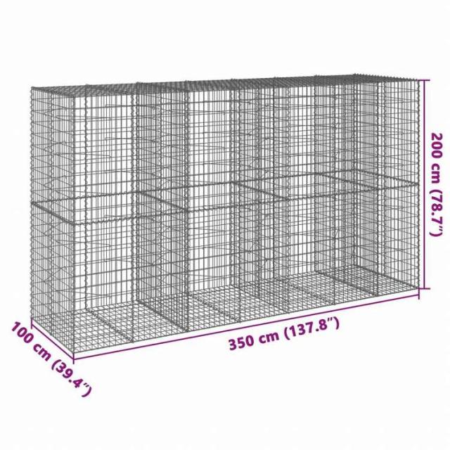 vidaXL 蛇籠バスケット カバー付き 350x100x200cm 亜鉛メッキ鉄ホーム&ガーデン 芝&ガーデン ガーデニング 鉢植え・プランター(代引不可)【送料無料】_6