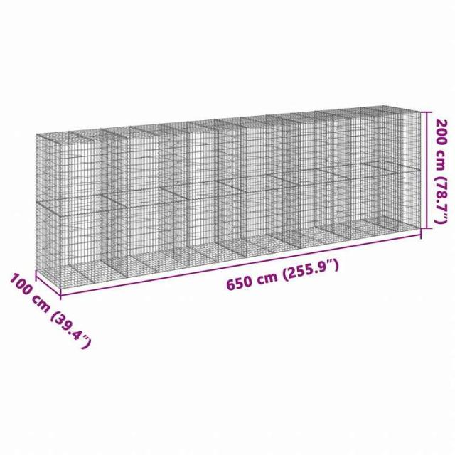 vidaXL 蛇籠バスケット カバー付き 650x100x200cm 亜鉛メッキ鉄ホーム&ガーデン 芝&ガーデン ガーデニング 鉢植え・プランター(代引不可)【送料無料】_6