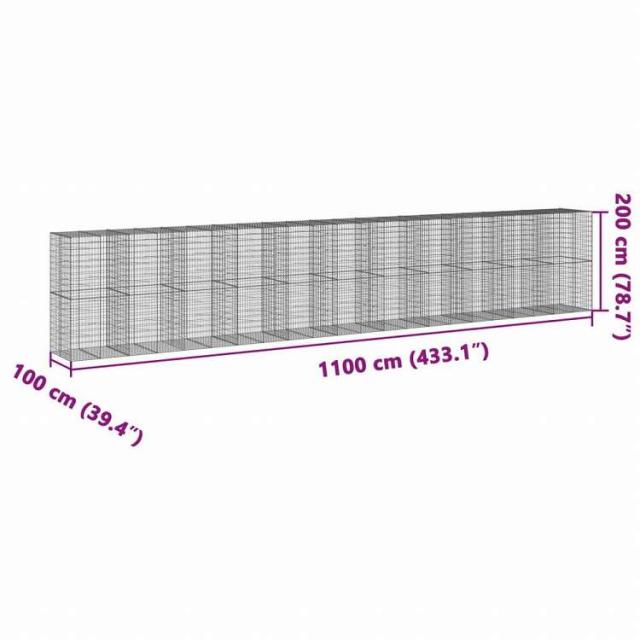 vidaXL 蛇籠バスケット カバー付き 1100x100x200cm 亜鉛メッキ鉄ホーム&ガーデン 芝&ガーデン ガーデニング 鉢植え・プランター(代引不可)【送料無料】_6