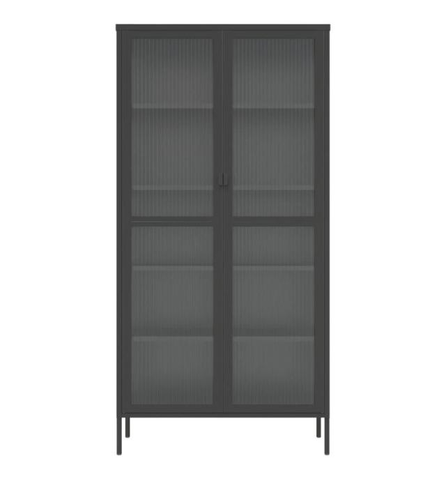 vidaXL ハイボード ブラック 85x40x180 cm ガラス スチール 家具 キャビネット 収納 サイドボード リビング 可動棚 大容量 モダン シンプル 幅85 おしゃれ 扉付き 収納棚 ディスプレイ(代引不可)【送料無料】_7