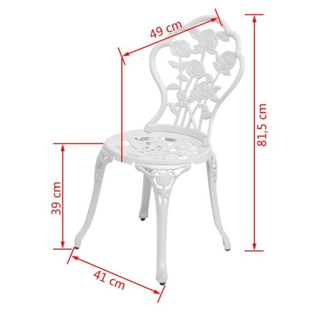 vidaXL ビストロチェア 2点セット アルミキャスト製 白色家具アウトドア家具屋外椅子アウトドアベンチチェア(代引不可)【送料無料】_4