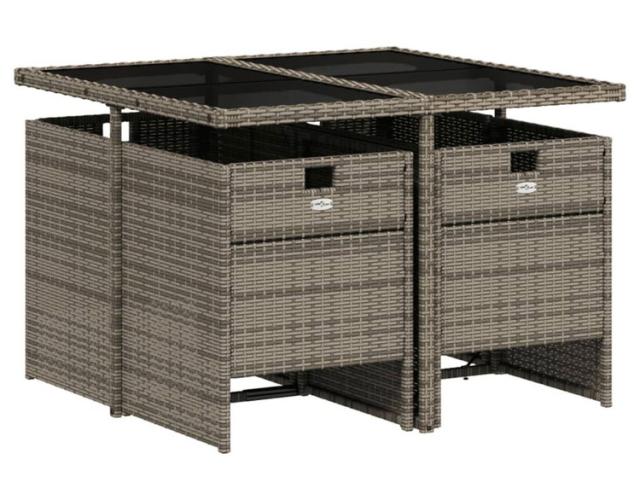 vidaXL ガーデンダイニングセット 5点 クッション付き グレー ポリラタン製家具アウトドア家具屋外家具セット(代引不可)【送料無料】_2