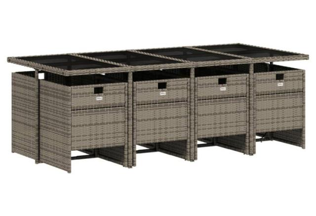vidaXL ガーデンダイニングセット 9点 クッション付き グレー ポリラタン製家具アウトドア家具屋外家具セット(代引不可)【送料無料】_2