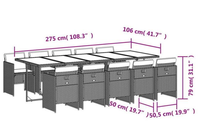 vidaXL ガーデンダイニング11点セット クッション付き グレー ポリラタン製家具アウトドア家具屋外家具セット(代引不可)【送料無料】_13