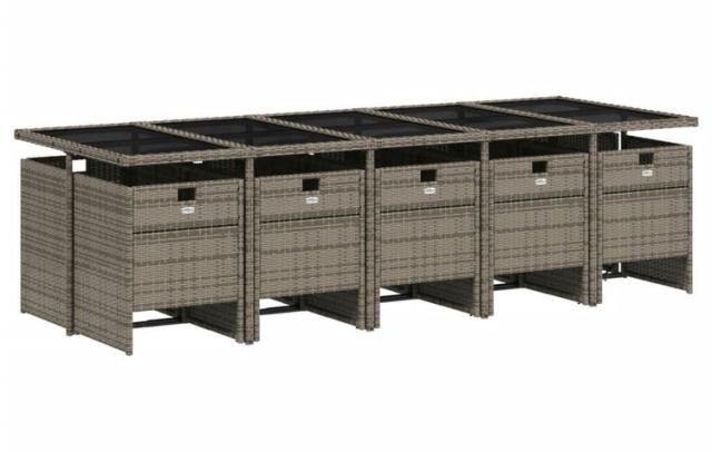 vidaXL ガーデンダイニング11点セット クッション付き グレー ポリラタン製家具アウトドア家具屋外家具セット(代引不可)【送料無料】_2
