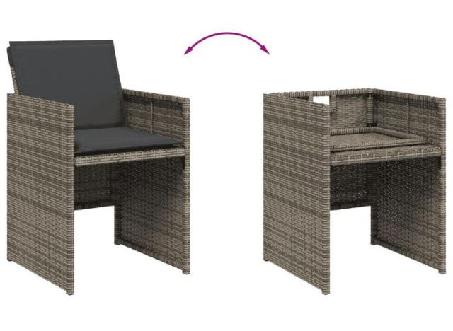 vidaXL ガーデンダイニング11点セット クッション付き グレー ポリラタン製家具アウトドア家具屋外家具セット(代引不可)【送料無料】_10