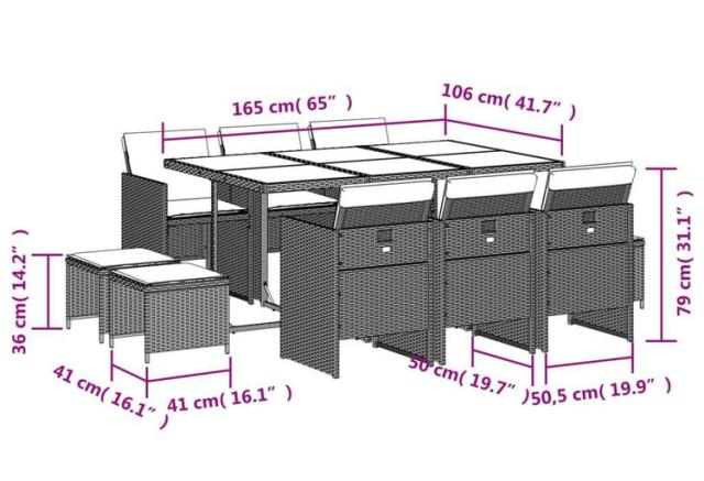 vidaXL ガーデンダイニング11点セット クッション付き グレー ポリラタン製家具アウトドア家具屋外家具セット(代引不可)【送料無料】_13