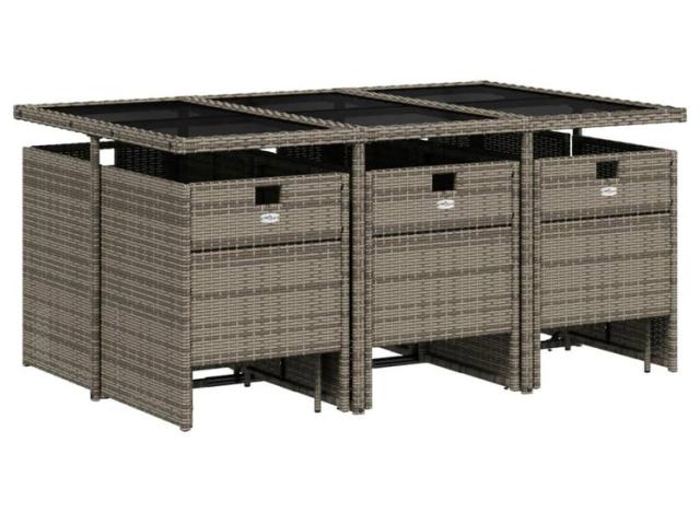 vidaXL ガーデンダイニング11点セット クッション付き グレー ポリラタン製家具アウトドア家具屋外家具セット(代引不可)【送料無料】_2