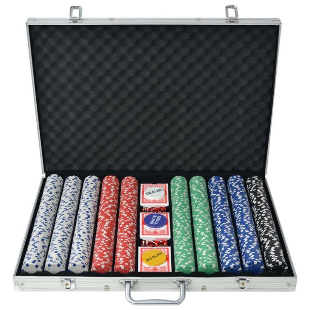 vidaXL ポーカー仕かける 手当て1000枚 軽銀手あそび&ゲームゲームポーカーチップ&仕かける(代引不可)【貨物輸送無料】