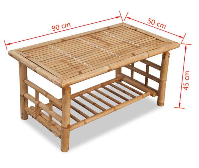vidaXL コーヒーテーブル 竹製 90x50x45cm家具テーブルアクセント