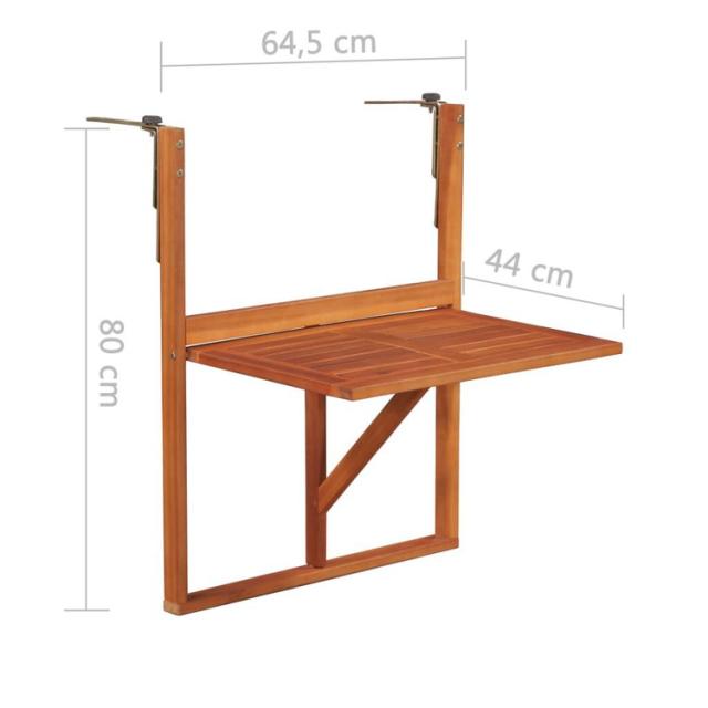 vidaXL 吊り下げバルコニーテーブル 64.5x44x80cm アカシア無垢材家具アウトドア家具アウトドアテーブル(代引不可)【送料無料】_5