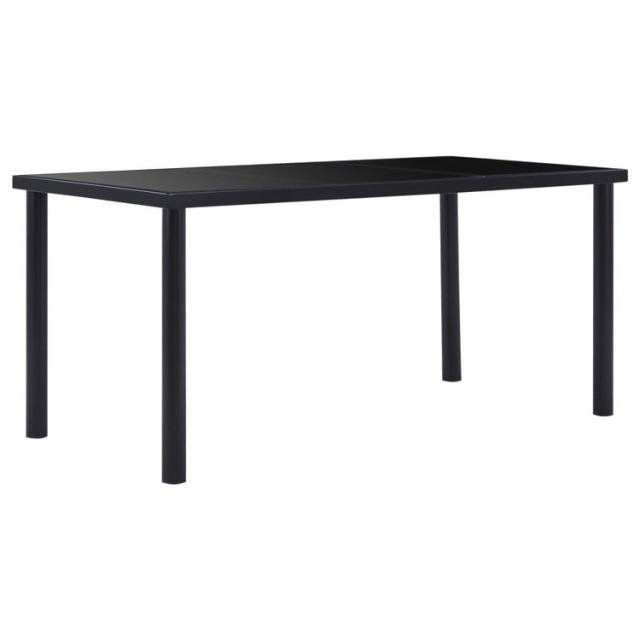 vidaXL ダイニングテーブル ブラック 160x80x75cm 強化ガラス製家具テーブルキッチン・ダイニングルームテーブル(代引不可)【送料無料】