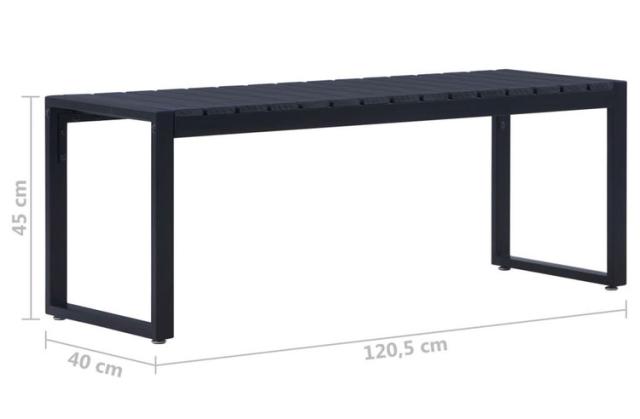 vidaXL ガーデンベンチ 120.5cm ポリスチレン板 ブラック家具アウトドア家具屋外椅子アウトドアベンチ(代引不可)【送料無料】_4
