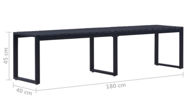 vidaXL ガーデンベンチ 180cm ポリスチレン板 ブラック家具アウトドア家具屋外椅子アウトドアベンチ(代引不可)【送料無料】_4