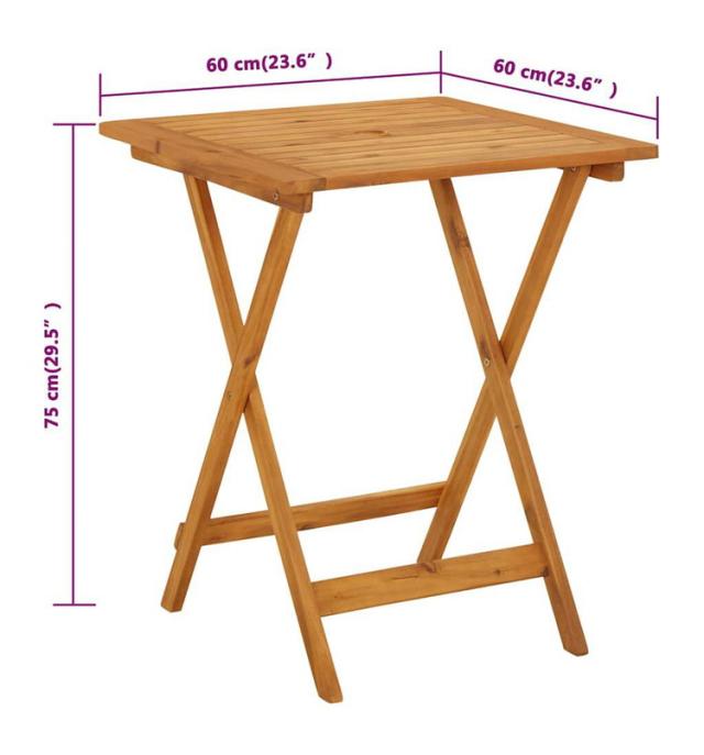 vidaXL 折りたたみガーデンテーブル 60x60x75 cm アカシア無垢材家具アウトドア家具アウトドアテーブル(代引不可)【送料無料】_9