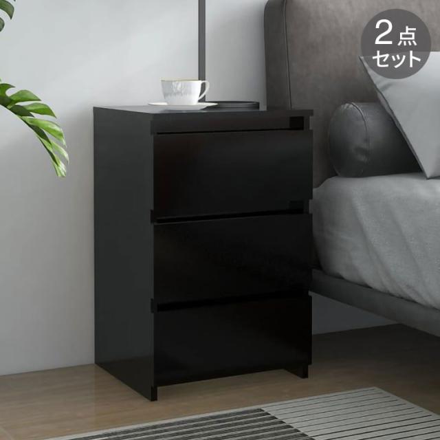 vidaXL ベッドキャビネット 2点 ブラック 40x35x62.5 cm エンジニアリングウッド家具テーブルベッドサイドテーブル(代引不可)【送料無料】
