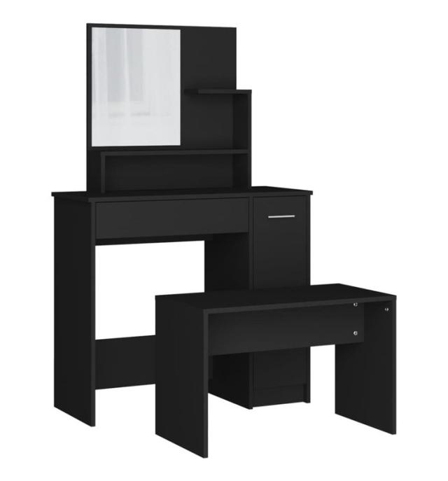 vidaXL ドレッシングテーブルセット ブラック 86.5x35x136 cm家具キャビネット&収納洗面・化粧台ユニット寝室用化粧用テーブル(代引不可)【送料無料】_1