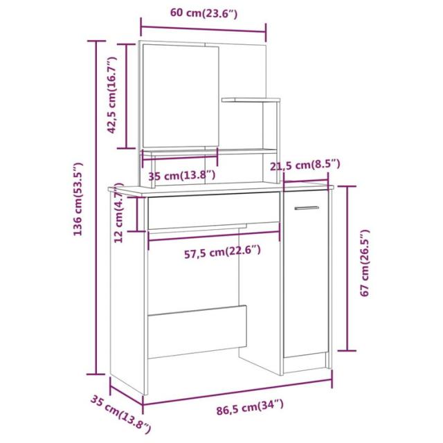 vidaXL ドレッシングテーブルセット ブラック 86.5x35x136 cm家具キャビネット&収納洗面・化粧台ユニット寝室用化粧用テーブル(代引不可)【送料無料】_6