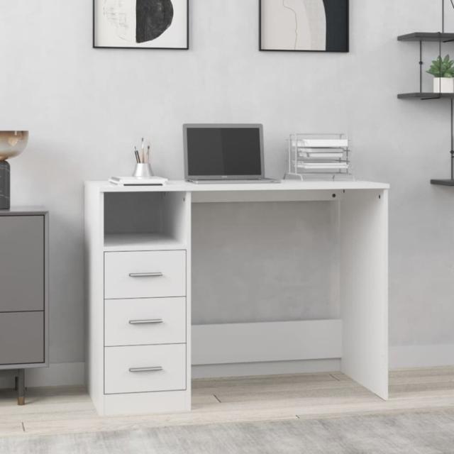 ホワイト木製デスク 引き出し付き 100-deskh033m_1.jpg