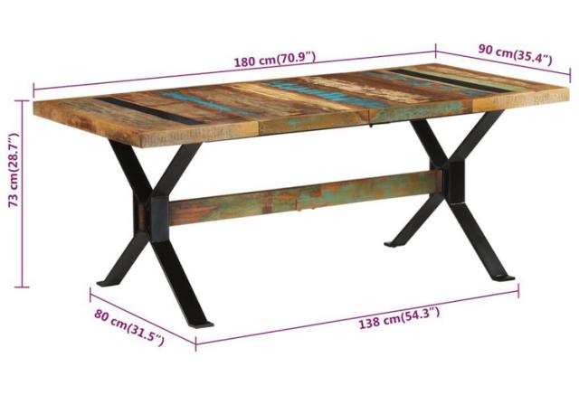 vidaXL ダイニングテーブル 180x90x73 cm 再生無垢材家具テーブルキッチン・ダイニングルームテーブル(代引不可)【送料無料】_7