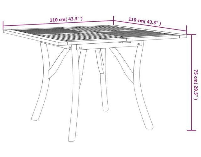 vidaXL ガーデンテーブル 110x110x75cm アカシア無垢材家具アウトドア家具アウトドアテーブル(代引不可)【送料無料】_5