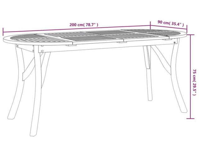 vidaXL ガーデンテーブル 200x90x75cm アカシア無垢材家具アウトドア家具アウトドアテーブル(代引不可)【送料無料】_5