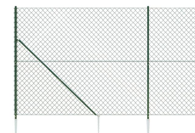 vidaXL 金網フェンス スパイクアンカー付き グリーン 1.6x25 mハードウェアフェンス&バリアフェンスパネル(代引不可)【送料無料】_3