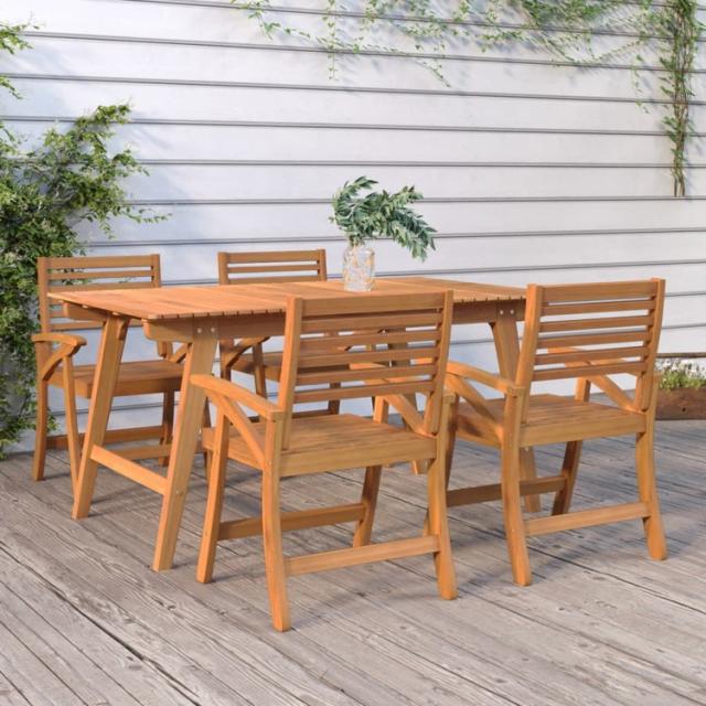 vidaXL 屋外ダイニング5点セット アカシア無垢材家具アウトドア家具屋外家具セット(代引不可)【送料無料】
