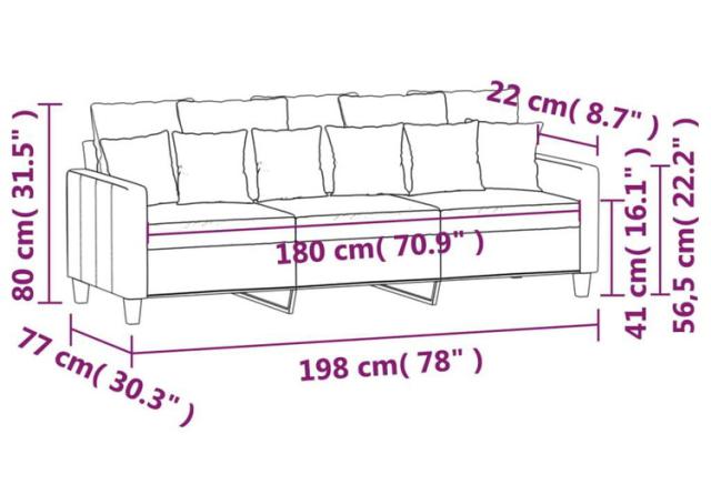 vidaXL 3人掛けソファ ダークグレー 180cm 布製家具ソファ(代引不可)【送料無料】_6
