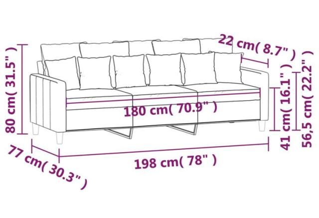 vidaXL 3人掛けソファ ブラック 180cm ベルベット家具ソファ(代引不可)【送料無料】_6