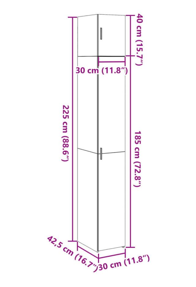 vidaXL スリム収納キャビネット ホワイト 30x42.5x225cm エンジニアリングウッド家具キャビネット&amp;収納サイドボード(代引不可)【送料無料】_11