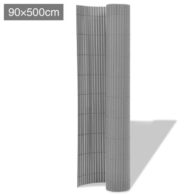 vidaXL ガーデンフェンス 両面タイプ PVC製 90x500cm グレーハードウェアフェンス&バリアフェンスパネル(代引不可)【送料無料】