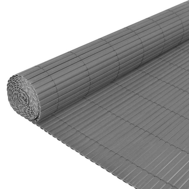 vidaXL ガーデンフェンス 両面タイプ PVC製 90x500cm グレーハードウェアフェンス&バリアフェンスパネル(代引不可)【送料無料】_3