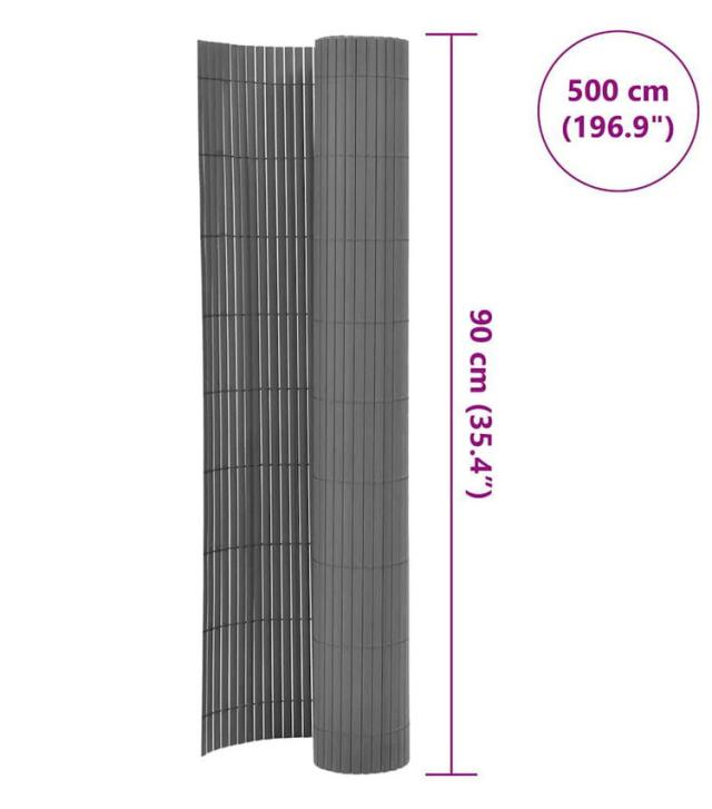 vidaXL ガーデンフェンス 両面タイプ PVC製 90x500cm グレーハードウェアフェンス&バリアフェンスパネル(代引不可)【送料無料】_5