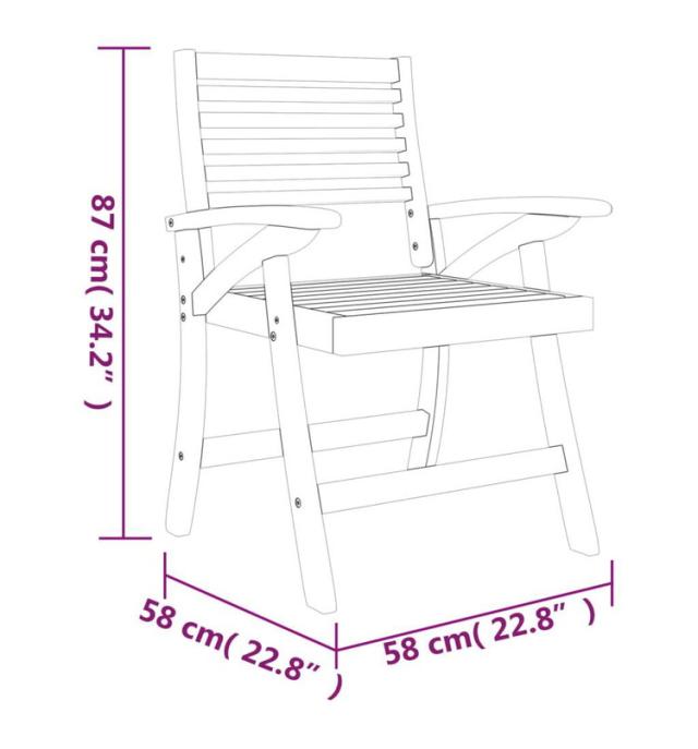 vidaXL ガーデンチェア 2点 58x58x87 cm アカシア無垢材家具アウトドア家具屋外椅子アウトドアベンチチェア(代引不可)【送料無料】_5