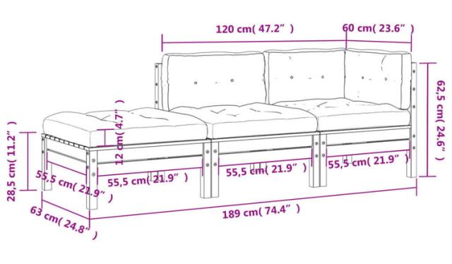 vidaXL 2人掛ガーデンソファ クッション&フットスツール付き家具アウトドア家具屋外椅子屋外用組み合わせソファセット(代引不可)【送料無料】_9