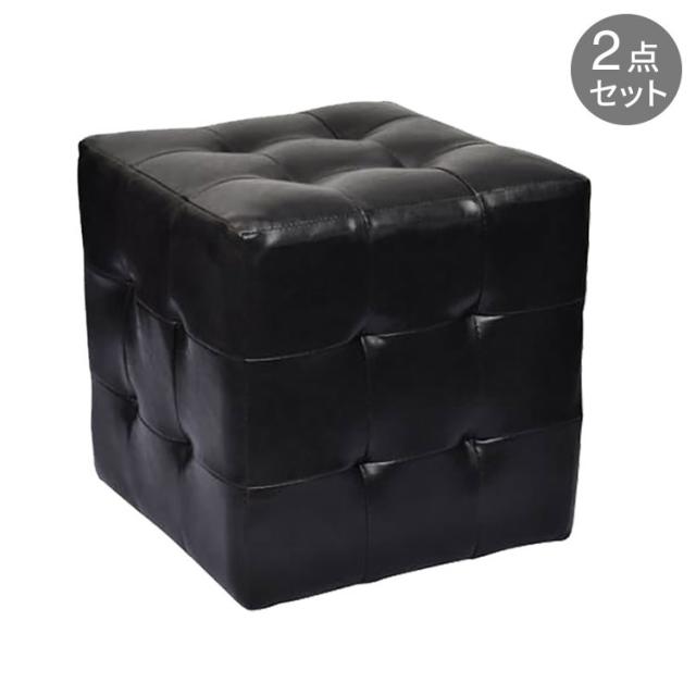 vidaXL キューブ型 スツール ブラック 家具 テーブル ベッドサイドテーブル(代引不可)【送料無料】