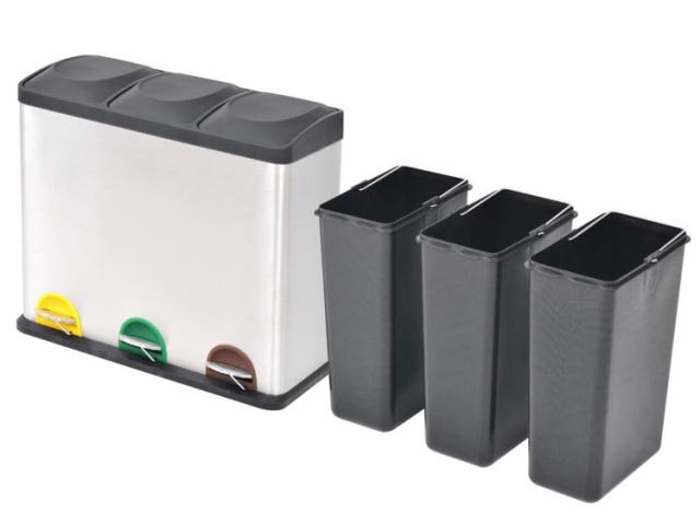 SONGMICS ゴミ箱 ダストボックス ペダル式 3分別 3 SONGMICS 3分別