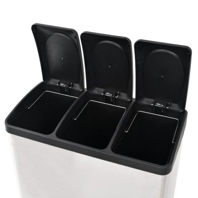 vidaXL ペダル式分別ごみ箱 ステンレススチール製 54L 家事用品 ごみ入れ ごみ箱(代引不可)【送料無料】_4