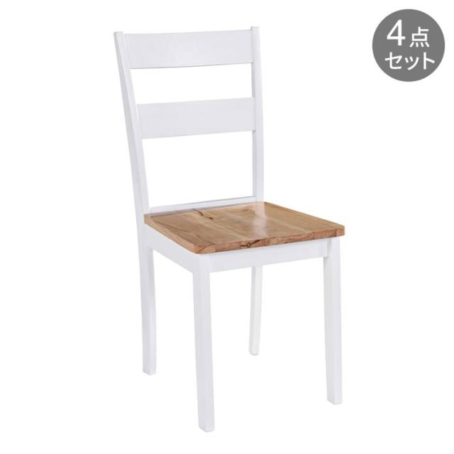 vidaXL ダイニングチェア 4点ホワイトラバーウッド無垢材 家具 チェア キッチン ダイニングルームチェア(代引不可)【送料無料】