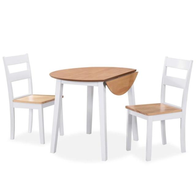 vidaXL ダイニング3点セット MDF ラバーウッド ホワイト 家具 家具セット キッチン ダイニング 家具 Sets(代引不可)【送料無料】