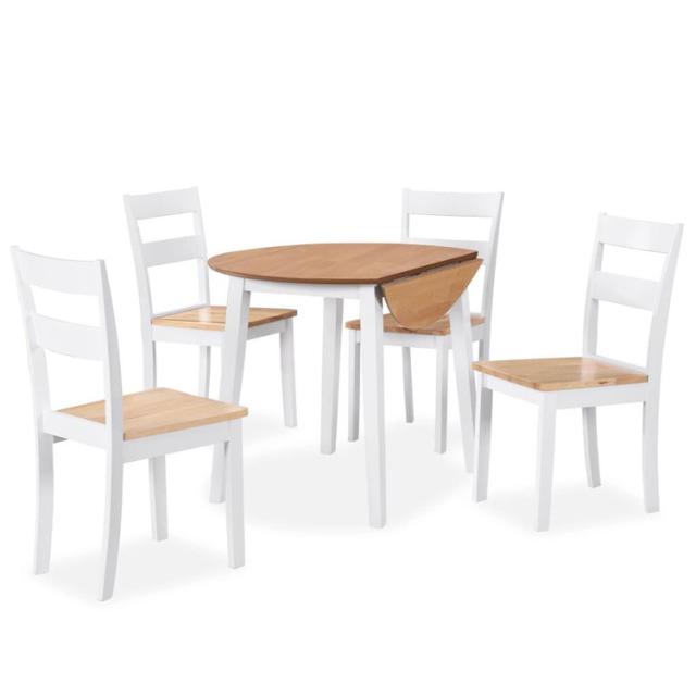 vidaXL ダイニング5点セット MDF ラバーウッド ホワイト 家具 家具セット キッチン ダイニング 家具 Sets(代引不可)【送料無料】
