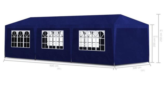 vidaXL パーティーテント 3×9m ブルー 芝 ガーデン アウトドアリビング アウトドアストラクチャー キャノピー ガゼボ(代引不可)【送料無料】 vidaXL パーティーテント 3×9m ブルー 芝 ガーデン アウトドアリビング