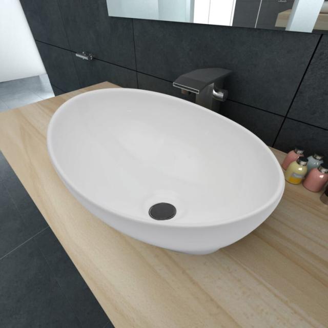 vidaXL ラグジュアリー セラミック 洗面ボウル 楕円形洗面台 白色 40×33cm ハードウェア 配管 配管器具 シンク 洗面器(代引不可)【送料無料】 8,316円