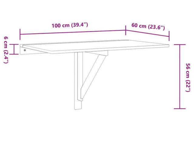 vidaXL 折りたたみ式 ウォールテーブル ホワイト 100×60cm 家具 テーブル 折り畳み式テーブル(代引不可)【送料無料】_8