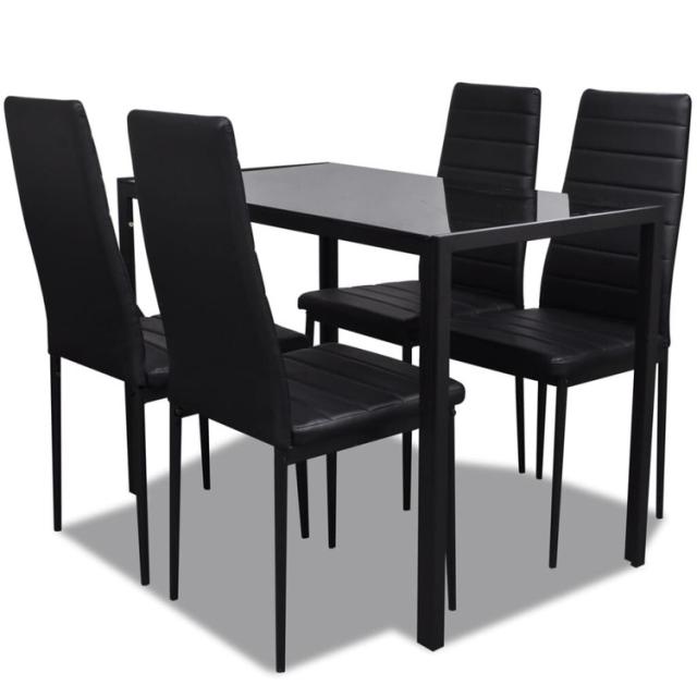 vidaXL ダイニング5点セット ブラック 家具 家具セット キッチン ダイニング 家具 Sets(代引不可)【送料無料】