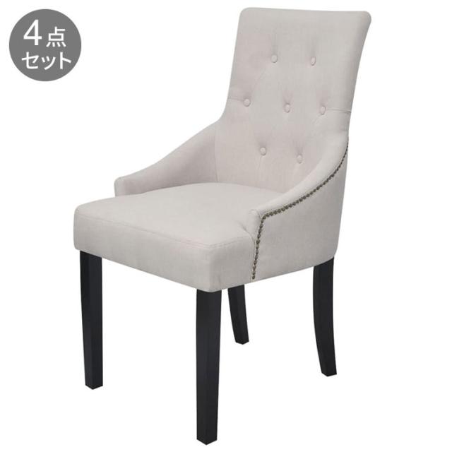vidaXL ダイニングチェア 4点セット クリーム 布張り 家具 チェア キッチン ダイニングルームチェア(代引不可)【送料無料】