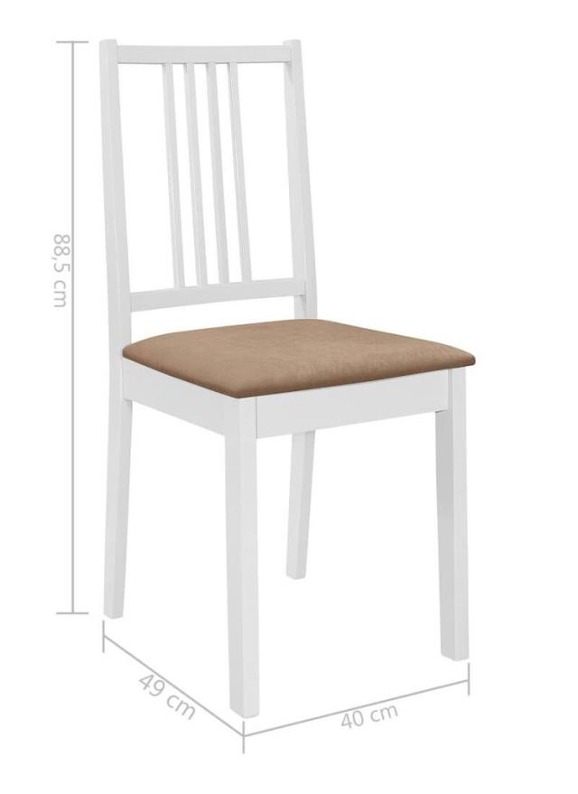 vidaXL ダイニングチェア クッション付き 2点 ホワイト 無垢材 家具 チェア キッチン ダイニングルームチェア(代引不可)【送料無料】_5