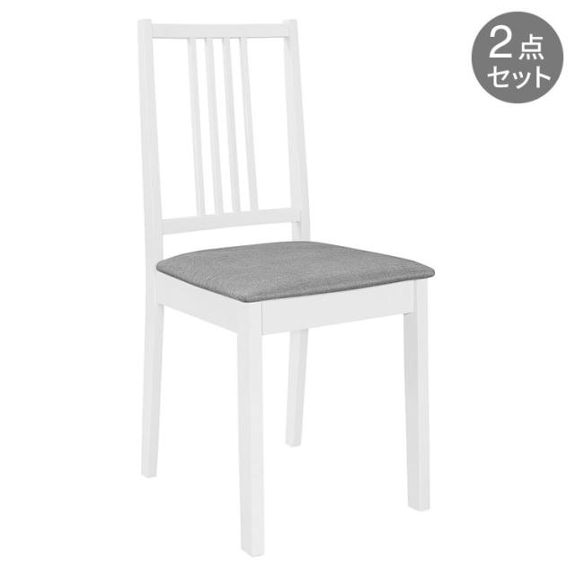 vidaXL ダイニングチェア クッション付き 2点 ホワイト 無垢材 家具 チェア キッチン ダイニングルームチェア(代引不可)【送料無料】