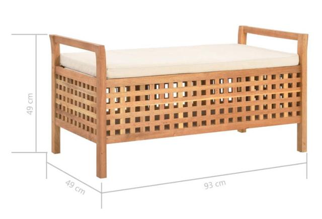 vidaXL 収納ベンチ 93×49×49cm ウォールナット無垢材 家具 ベンチ 倉庫 通路用ベンチ(代引不可)【送料無料】_7